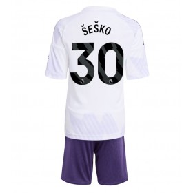 Manchester United Benjamin Sesko #30 Borta Kläder Barn 2025-26 Kortärmad (+ Korta byxor)